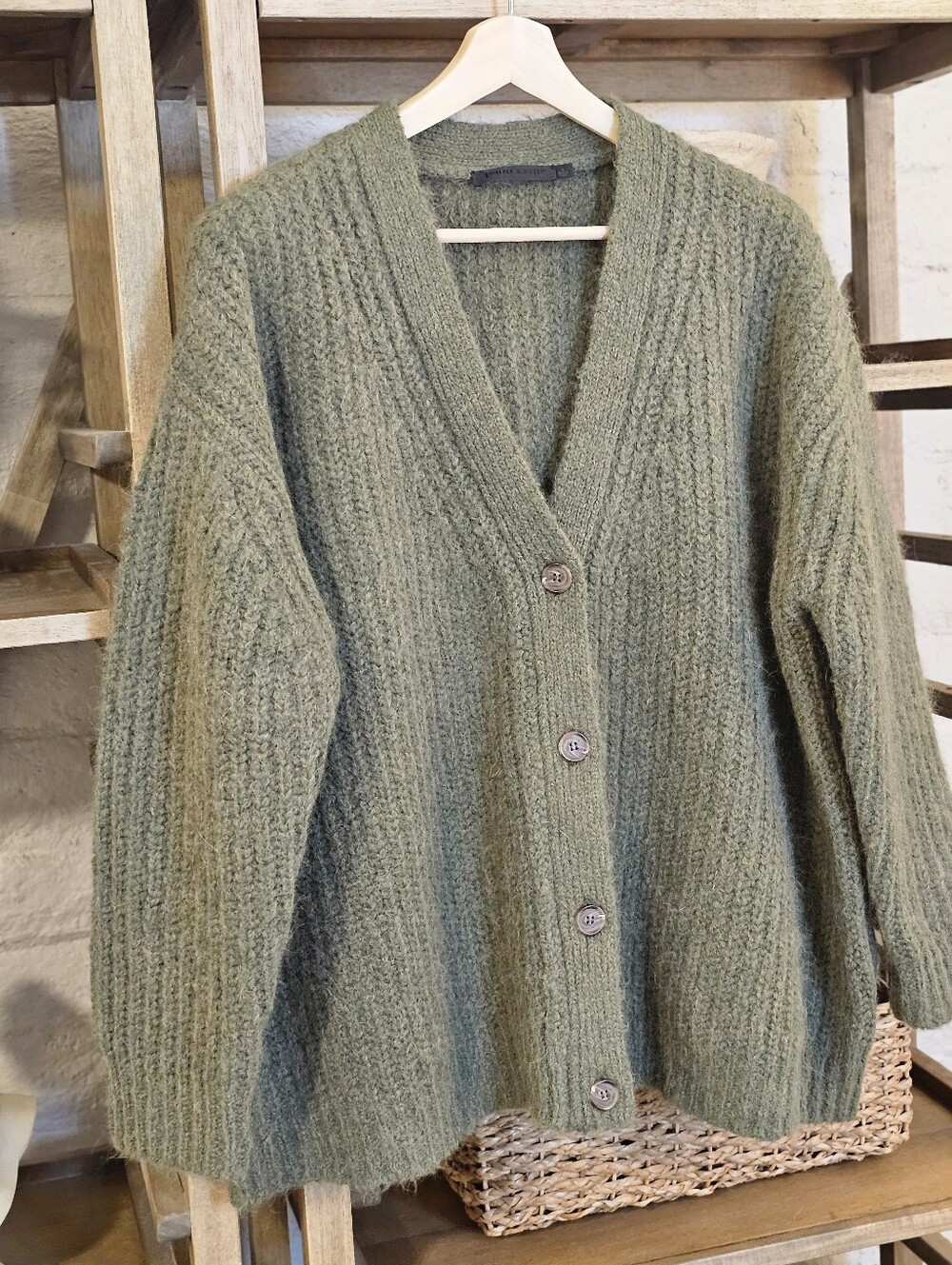 Jenni Kayne Cocoon Cardigan | Olive Green | L | Alpaca Wool Blend - Picture 9 of 11
